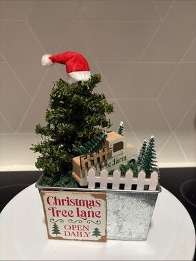 Hand Crafted Red & Green Mini Christmas Tree Planter